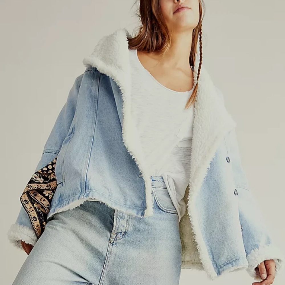 Free People Twisted Heart Cozy Denim Jacket
